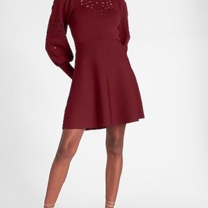 EXPRESS Burgundy Wine Balloon Sleeve Dress